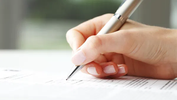 Filling out the child support worksheet.