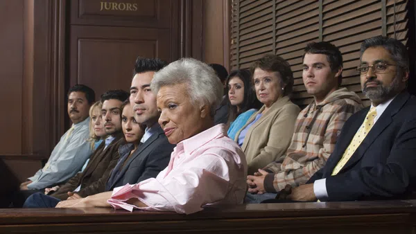 A jury in a divorce trial.