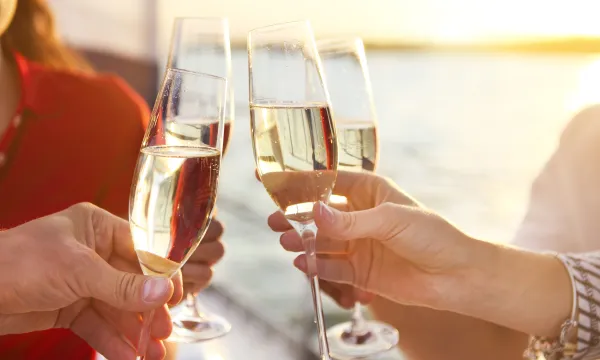 a few people holding wine glasses