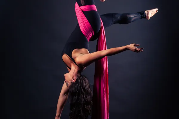 a person wearing a purple dress