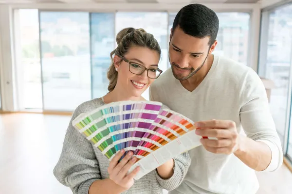 couple picking out paint colors