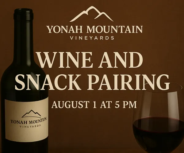 Wine and snack pairing event with cheese, olives, crackers, nuts, cured meat, and red wine at Yonah Mountain Vineyards.