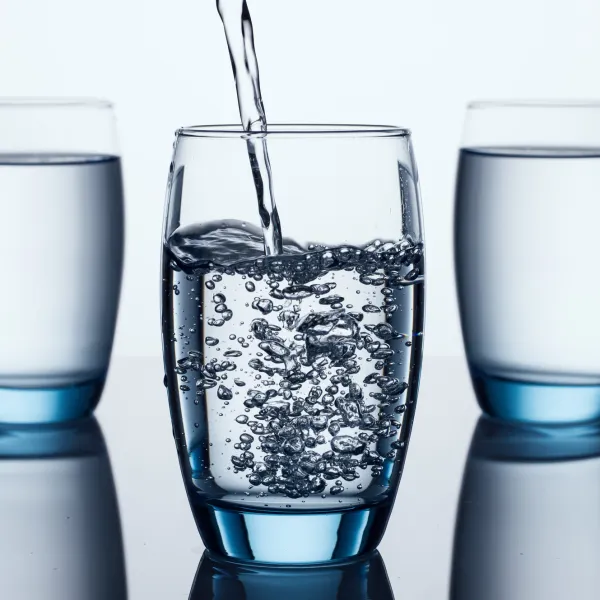 a glass of water
