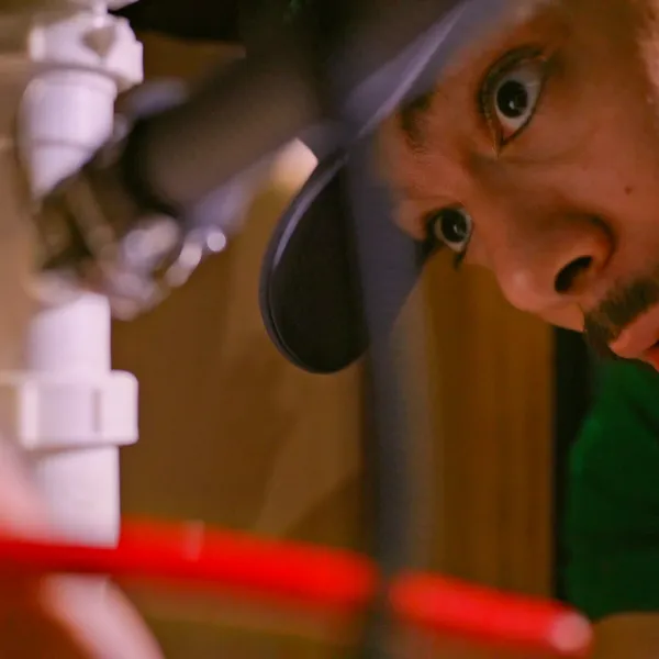 a man working on a water heater