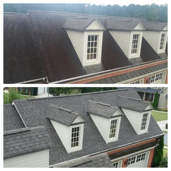 a before and after of a roof