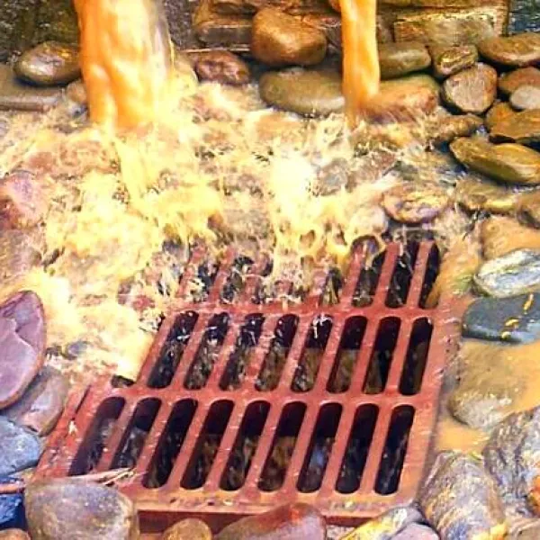 a close up of a drain