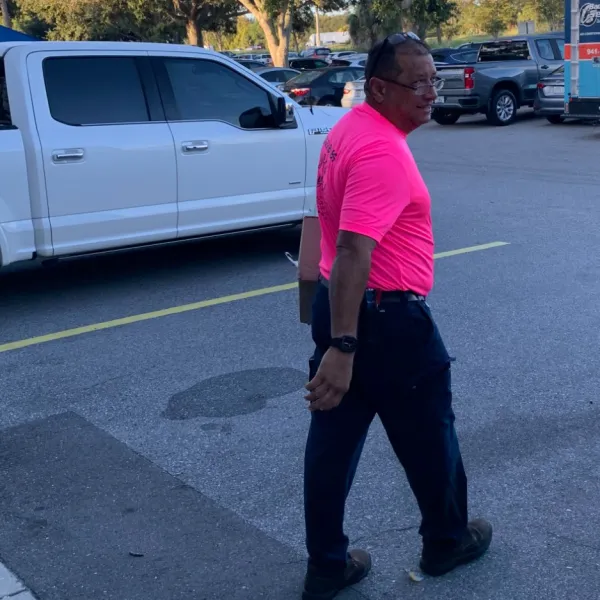 a person standing on a street