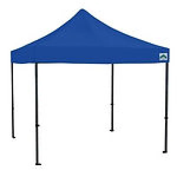 Blue pop-up canopy tent with black adjustable legs for outdoor events and shade