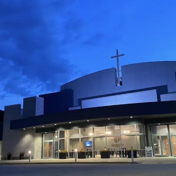 a building with a cross on top