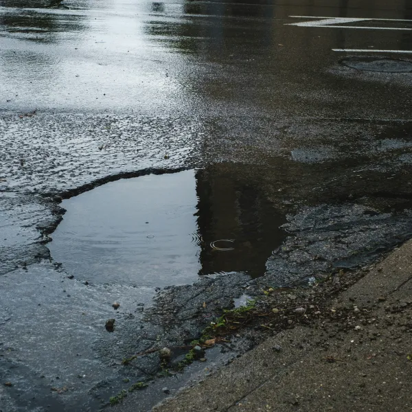 a puddle on the street