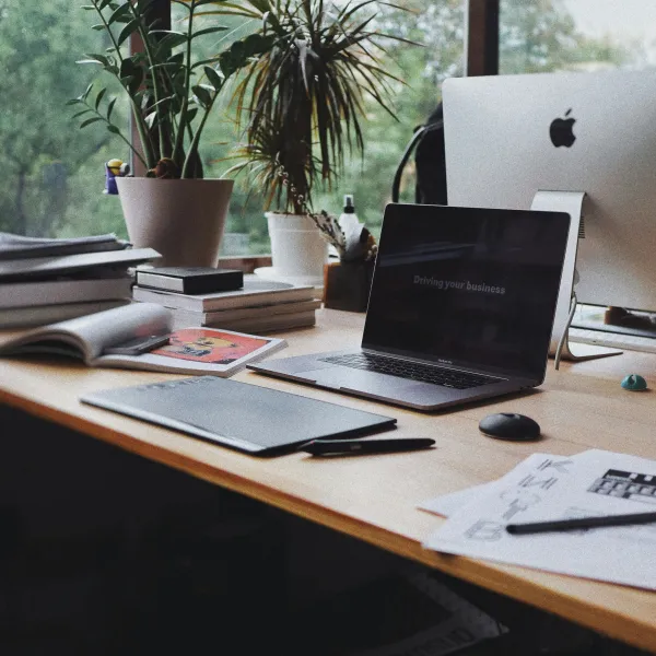 a laptop on a desk