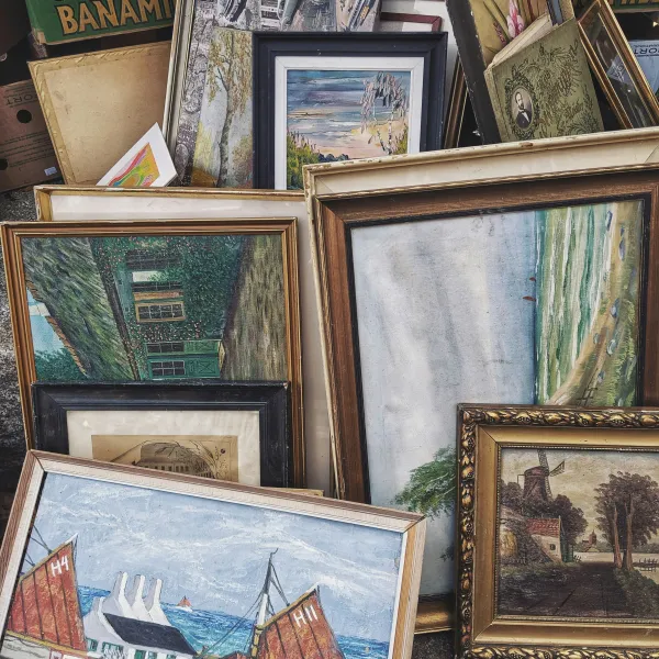 a wall with pictures on it