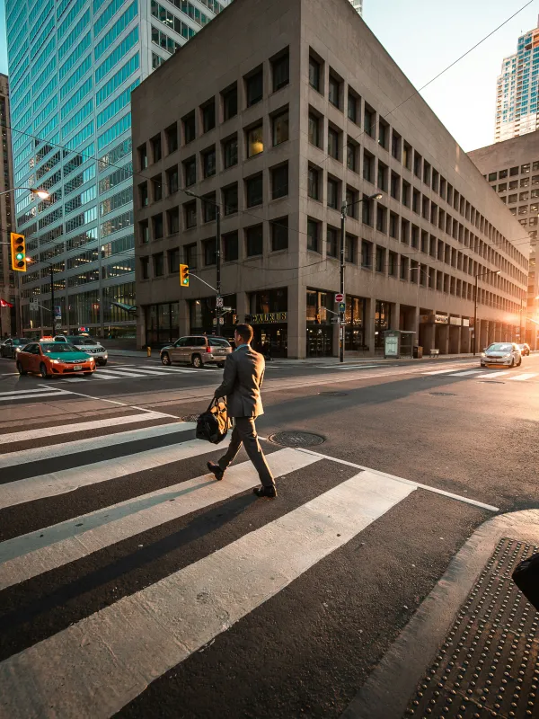 a person crossing a street