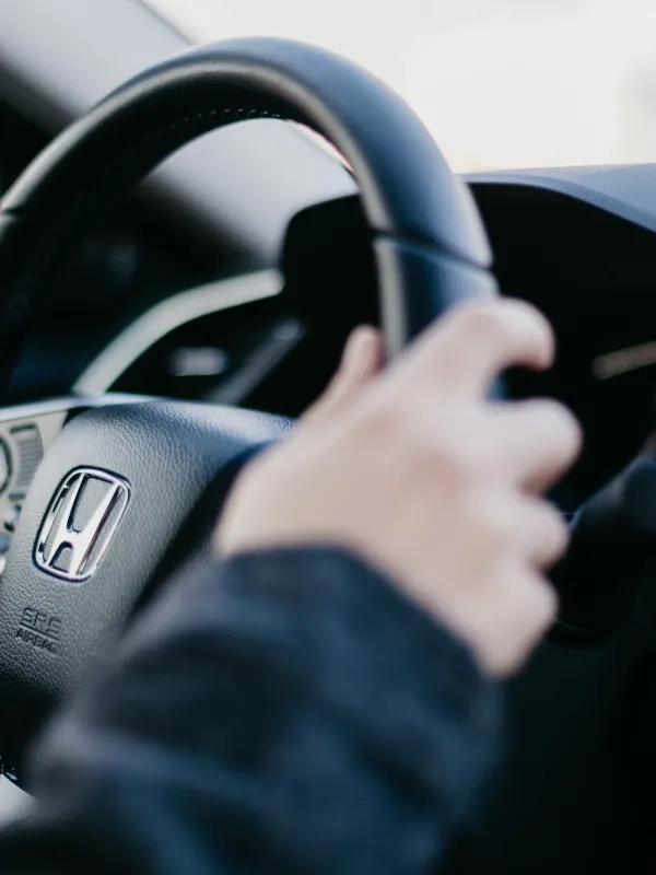 a person driving a car