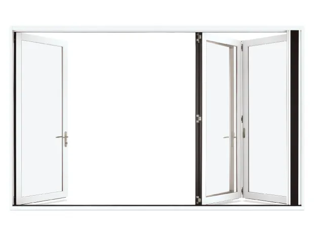 Infinity from Marvin Bifold patio door partially open painted white