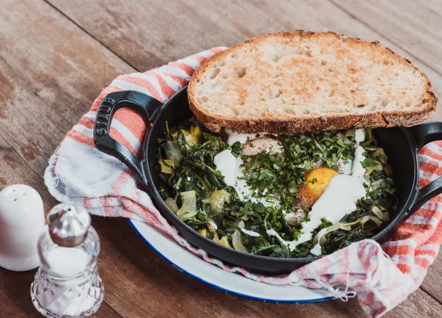 Recipe: Skillet Barley with Kale & Eggs