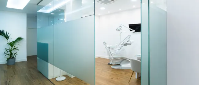 a bathroom with a glass shower