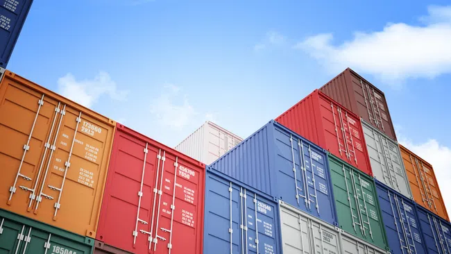 a group of shipping containers