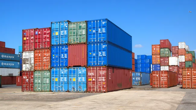 a group of crates stacked on each other