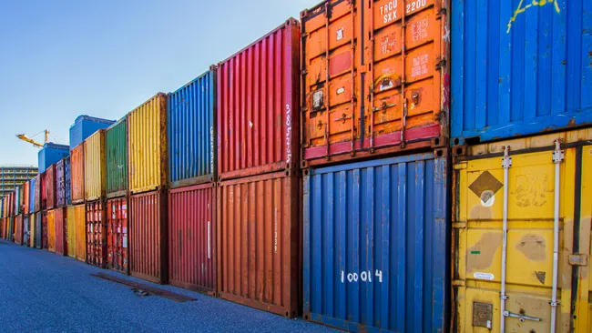 a group of shipping containers