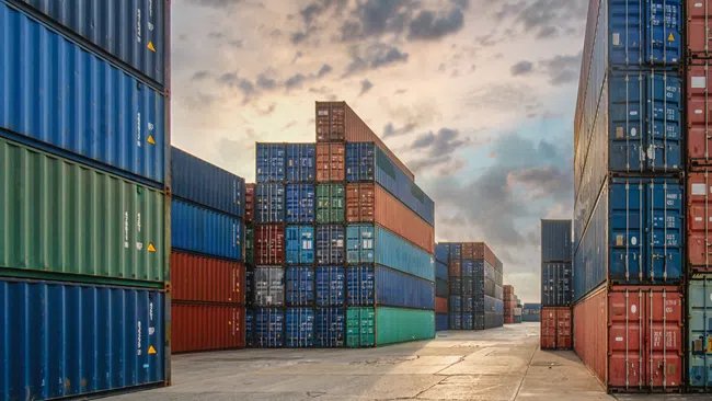 a row of shipping containers