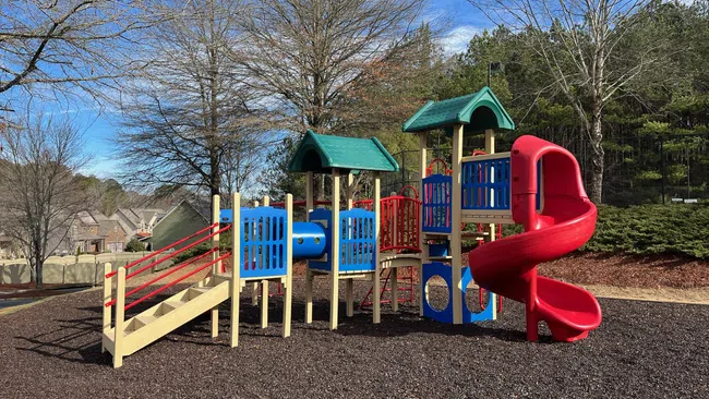 a playground with a slide