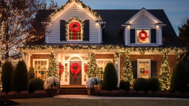 a house with christmas decorations