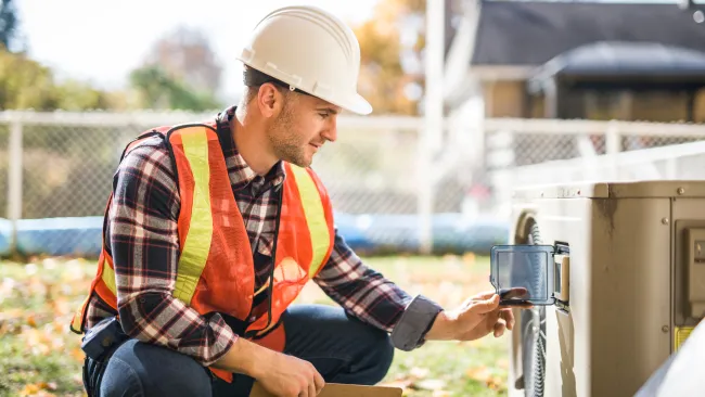 a person wearing a hard hat