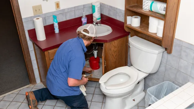 a person in a bathroom