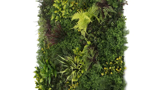 Square vertical garden panel with mixed green and yellow foliage against white background