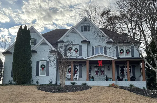a house with a large front yard
