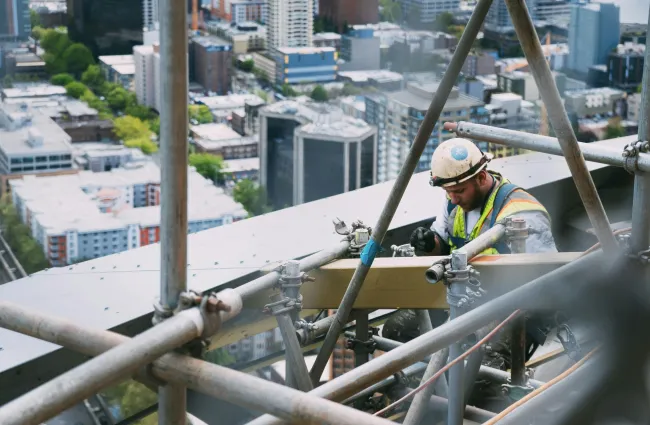 a person on a high platform