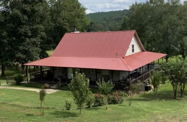 a house with a red roof