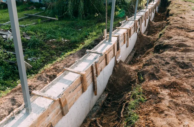 a foundation of a building under construction