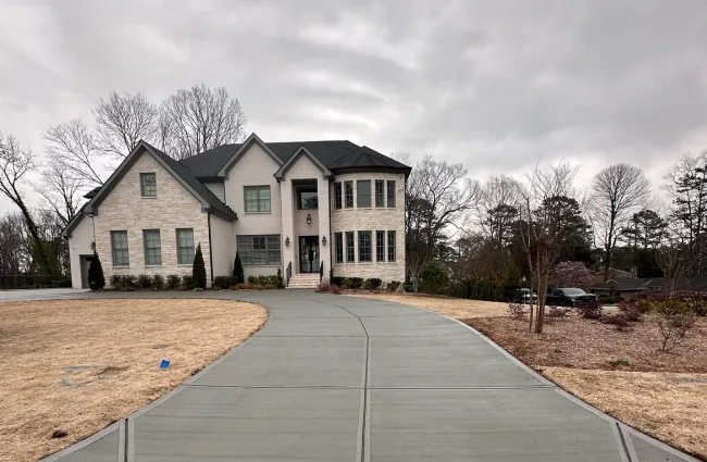 a house with a walkway