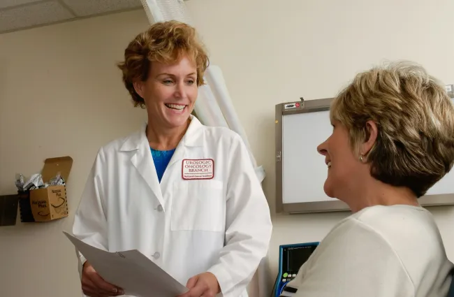 a doctor talking to a patient