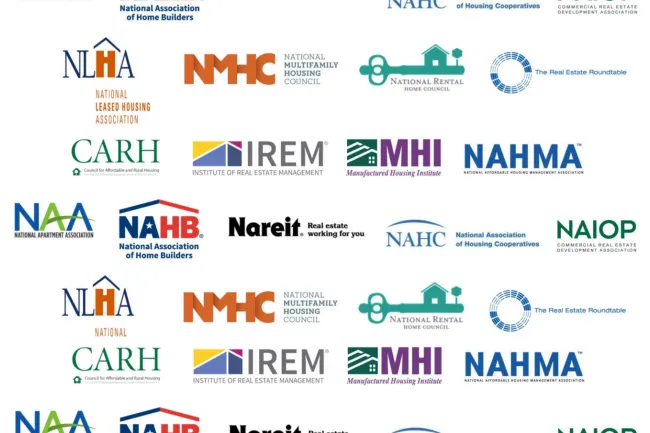 Collection of logos from various US housing and real estate associations and councils, repeated in a grid format.