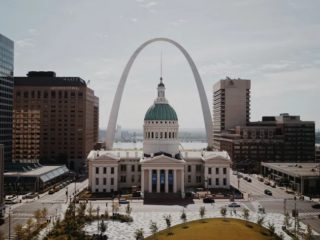 a city with a domed building