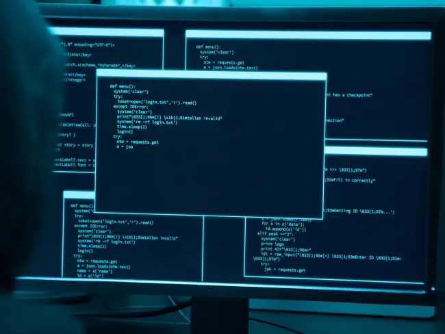 a computer screen with a blue background