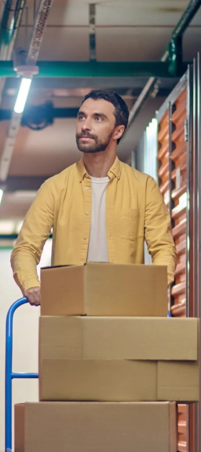 a person standing in a warehouse