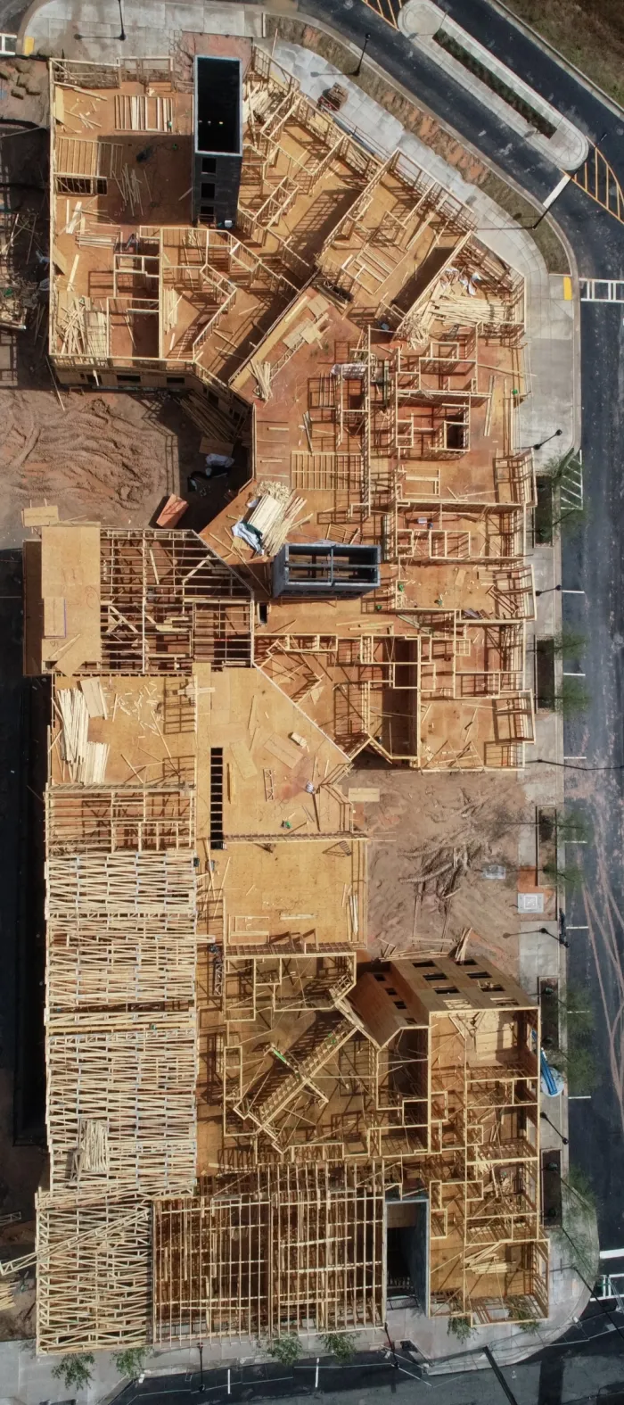 a building with many crates