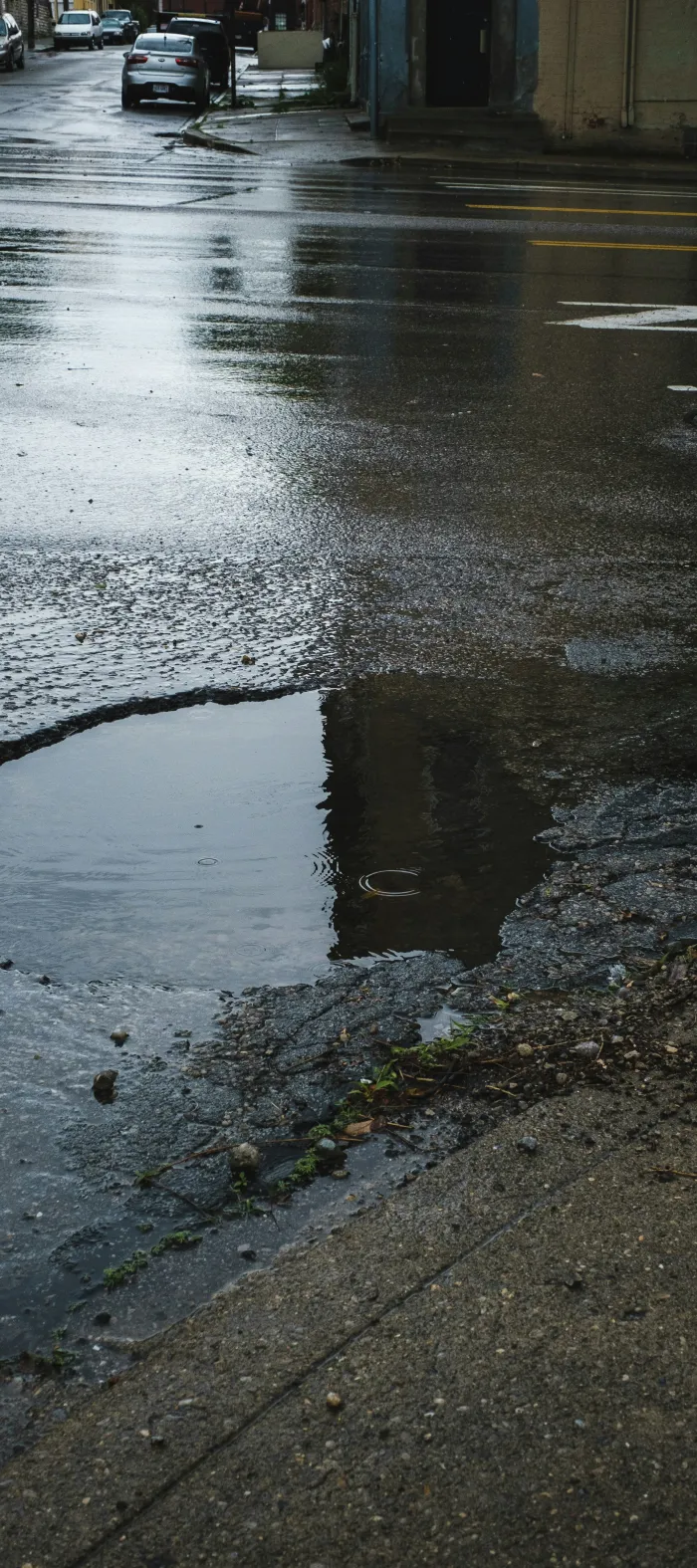 a puddle on the street