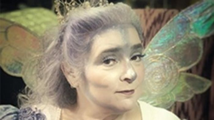 a woman wearing a crown