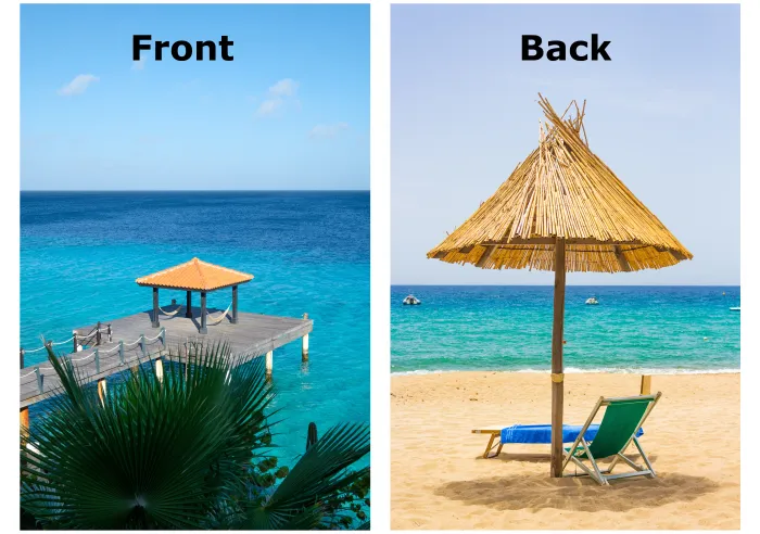 Two beachfront scenes oriented in the same direction
