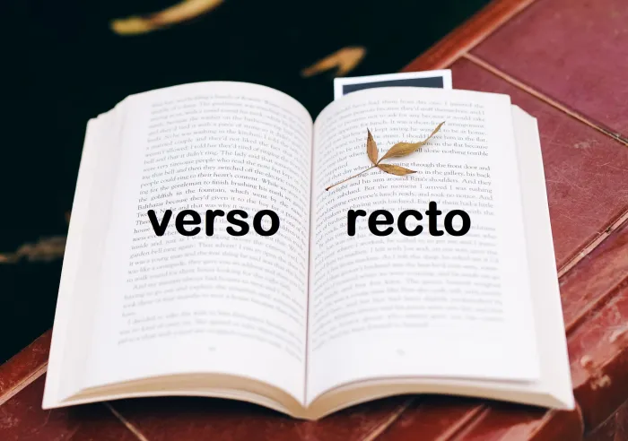 An open book depicting the concept of verso and recto