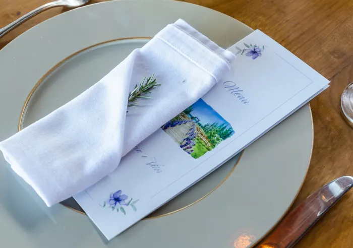Folded Synthetic Restaurant Menu on Dinner Plate