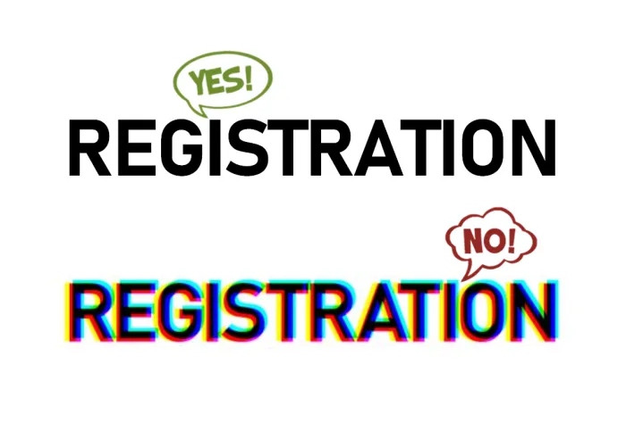 The word Registration printed twice. First clearly and then blurry.