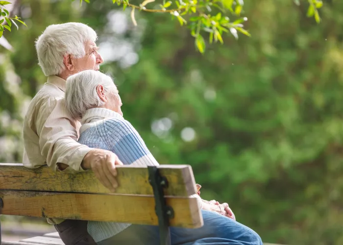 a person sitting on a park bench