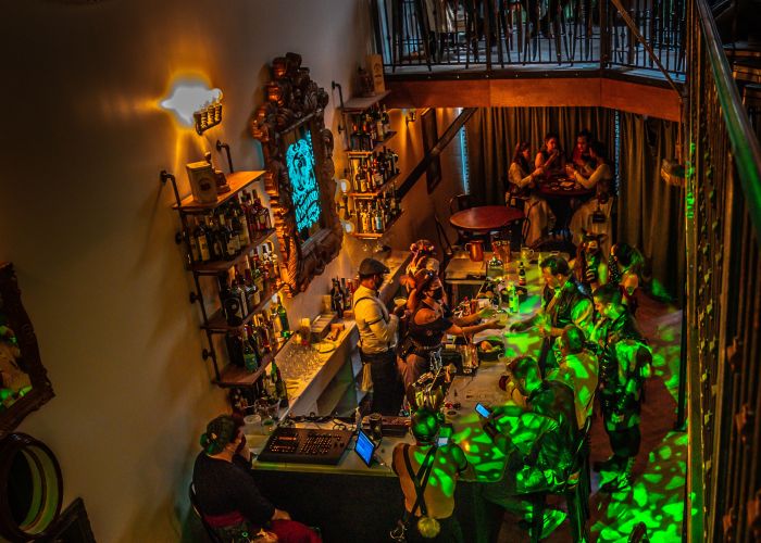 a room with a group of people in it