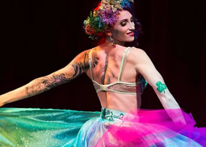 a person wearing a colorful dress